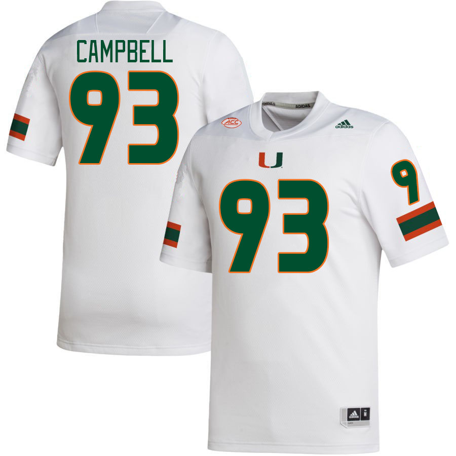 Men #93 Anthony Campbell Miami Hurricanes College Football Jerseys Stitched Sale-White